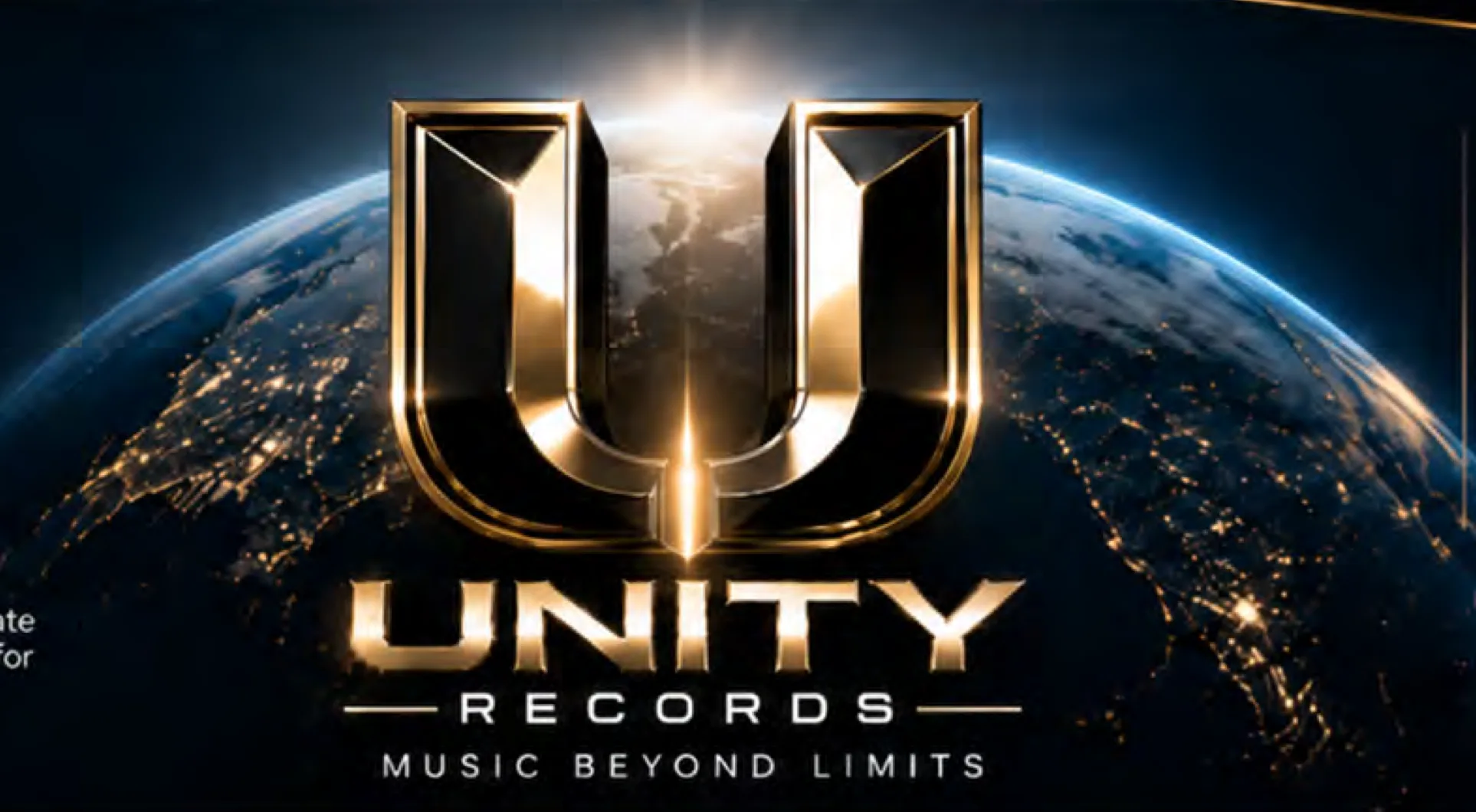 The gold Unity Records U mark above the earth