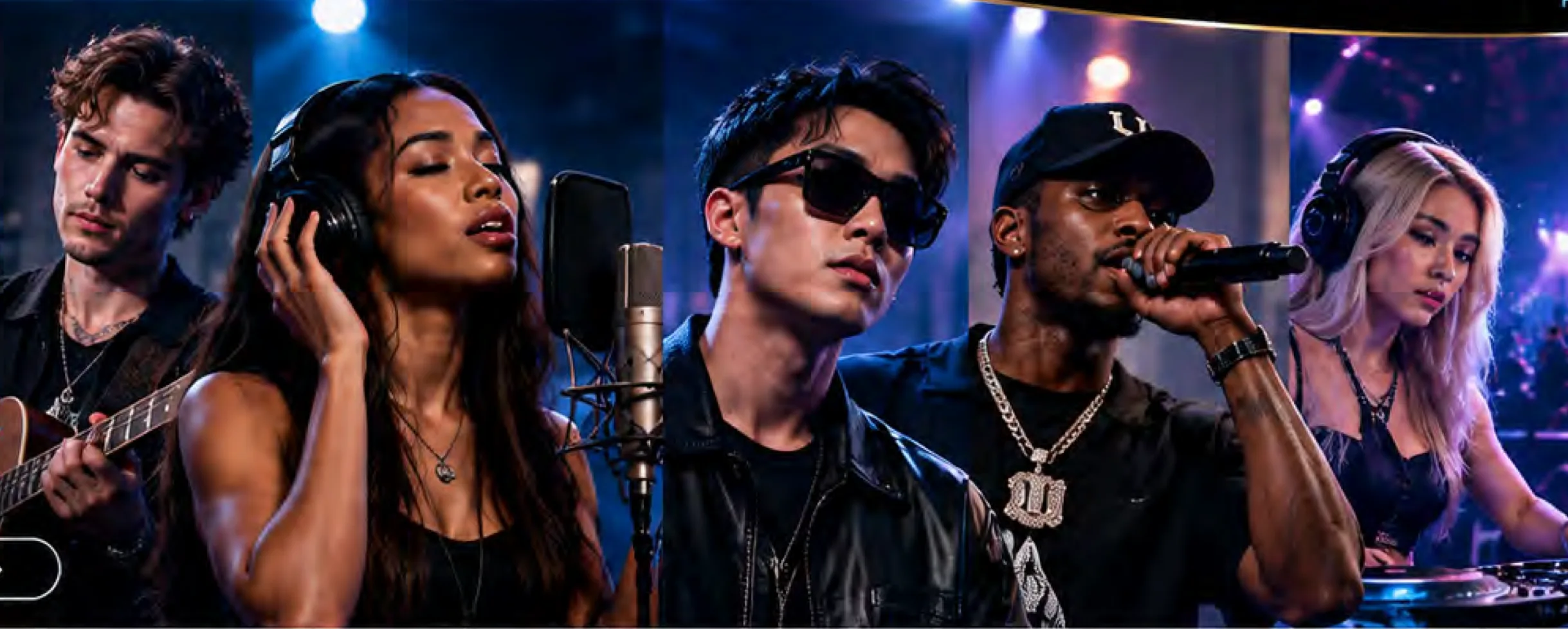 Five artists performing across different genres